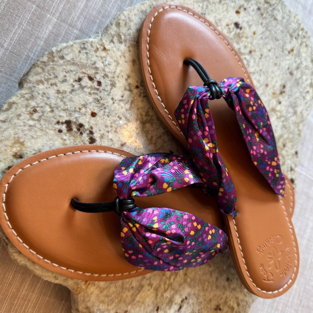 NWT Matilda Jane Brand Size 7 Flip Flops & Cute Travel/Beach Bag